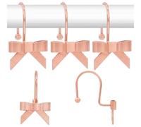 Decorative Shower Curtain Hooks, Luxury Bowknot Shower Curtain Rings, Modern Bow Shower Curtain Hangers, 12PCS Shower Hooks for Home Decor, Bathroom, Bedroom, Living Room(Rose Gold)