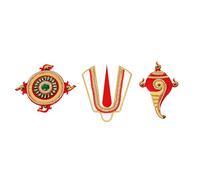 Decorative Shubh Labh Ganesh ji Shankh Chakra Namah of Lord Vishnu Tirupati Balaji Tilak Rangoli Sticker for Indian Traditional Diwali decorations Door Main Door Temple Home Decor(Size:-4'')