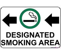 Decorative sign designated smoking area w left arrow outdoor & indoor sign wall decoration wall decoration metal tin sign 8×12 INCH