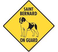 Decorative Sign Warning! Saint Bernard On Guard Aluminum Dog Square/Round Metal Sign 12x12 inch