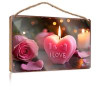 Decorative Signs For Home Decor A Heart-shaped Candle With "I Love" Written On It Apartment Decor Friend Signs For Home Decor(20X30CM)