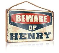 Decorative Signs For Home Decor Beware Of Henry Wooden Sign Funny Bathroom Signs Fall Porch Decor (Size : 15X28CM)