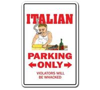 Decorative Signs Sayings Italian Parking Italy Mafia Mobster Gift Food Pizza Mob Sign Metal Aluminum Wall Sign Safety Sign Metal Sign 8x12 Inches