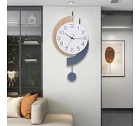 Decorative Silent Quartz Wall Clock with Pendulum, Battery Operated, Large for Living Room, Kitchen, Home, Bathroom, Bedroom - 11.5x22.5 Inch