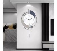 Decorative Silent Quartz Wall Clock with Pendulum, Battery Operated, Large for Living Room, Kitchen, Home, Bathroom, Bedroom - 13x21.65in