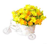 Decorative Silk Flower in Pot with Elegant Bowknot for Wedding Tablescape Home Interior Office Desk Floral Accent (AD)