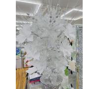 Decorative Silver and White Flower Vase Ornament, Crystallized Glitter Display, Crushed Diamond Design