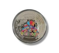 Decorative Silver Coin, Happy Birthday Message