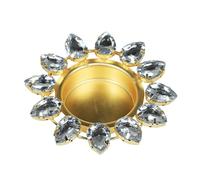 Decorative Single Tea Light with Diamond T Light Holder Candle Stand Tealight Holders Lightning Accessories Christmas Wedding Festival New year Home Decor Gift(Without Wax)(Size:-3)(White & Golden)