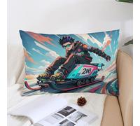 Decorative Skateboarding And Skiing Lumbar Throw Pillow Covers 12 "x20 " with Hidden Zipper Outdoor Couch Pillow Cases for Sofa Bed Living Room Garden Plush Pillowcase Farmhouse Cushion Case Home Deco