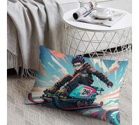 Decorative Skateboarding And Skiing Lumbar Throw Pillow Covers 8"x12" with Hidden Zipper Outdoor Couch Pillow Cases for Sofa Bed Living Room Garden Plush Pillowcase Farmhouse Cushion Case Home Decor