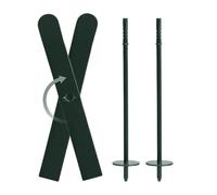 Decorative Ski Set - 2-Pack Tiny Snow Skis With Accessories, elfs Figurine Props For Festive Miniatures, Winters Wonderland Scene | Charming Desk Shelf Arrangement For Christmas Display