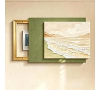Decorative Sliding Breaker Panel Cover, Hidden Wall-Mounted Breaker Box Wall Art, Sandstone-Textured Breaker Panel Cover For Living Room Office Or Hotel(Gold-A-R,27.5x20.0in)