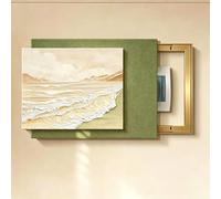 Decorative Sliding Breaker Panel Cover, Hidden Wall-Mounted Breaker Box Wall Art, Sandstone-Textured Breaker Panel Cover For Living Room Office Or Hotel(Gold-A-L,27.5x20.0in)