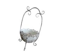 Decorative Small Iron Flower Holder Container Balcony Vase with Creative Lace Border Ideal for Windowsills and Tables Lace Trimmed Garden Container