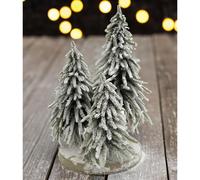 Decorative Snow Topped Mini Christmas Tree Display On Plinth - Freestanding Festive Xmas Ornament Decoration - H47 X 30Cm Diameter