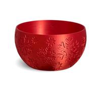 Decorative Snowflake Embossed Bowl, Holiday Winter Theme, White Red Green Colors, Serving Snack Bowls, Festive Christmas Design (Red)