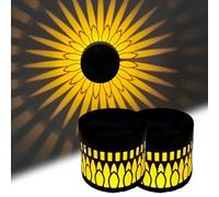 Decorative Solar Mandala Lights, 2026 New Man-dala Theme Waterproof Fence Light, IP65 Waterproof Solar Fence Lights, Outdoor Deck Step Wall Lights for Garden Patio Backyard Yard Decor (2, Big Flower)