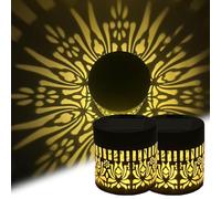 Decorative Solar Mandala Lights, 2026 New Man-dala Theme Waterproof Fence Light, IP65 Waterproof Solar Fence Lights, Outdoor Deck Step Wall Lights for Garden Patio Backyard Yard Decor (2, Peony)