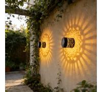 Decorative Solar Mandala Lights, 2pcs Solar Fence Lights, Outdoor Deck Step Wall Lights, Mandala Theme Waterproof Fence Light for Garden Post Patio Backyard Yard Decor (2, Color-A)