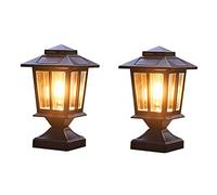 Decorative Solar Pillar Lights - Black Die Cast Aluminum with Clear Glass, Waterproof Outdoor Solar Post Lights for Gate Porch/Stone Pillar