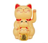Decorative Solar Powered Waving Lucky Cat Symbol of Good Fortune for Your Home or Office Space (yellow)
