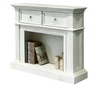 Decorative Solid Birch Wood American Country Fireplace Mantel Surround with Drawers & Open Shelf(Small)
