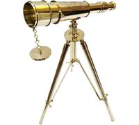 Decorative Solid Brass Single Barrel Spyglass Telescope with Brass Tripod Marine Scope Balcony View Gift Christmas/New Year/Birthday Gift