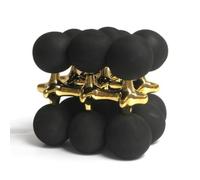 Decorative Sphere Centerpiece Sculpture Modern Statue Table Ornament Figurine With Lattice Core And Resin Craft Suitable for living room study office , Black Flocked Ball + Gold , Modern Minimalist