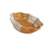 Decorative Split Bowl Ideal for Kitchen Picnics Food Safe Construction Rattan Serving Woven Fruit Dessert Plate Farmhouse Large Handwoven Dessert Plate Plum Blossom Two Tone Candy Large Counter Decor