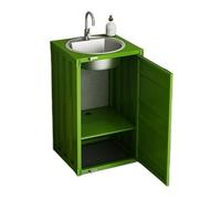 Decorative Square Bathroom Vanity with 1-Door Cabinet, Metal Freestanding with Stainless Steel Sink, Creative Industrial Style Column Basin with Storage Vintage(Green)