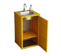 Decorative Square Bathroom Vanity with 1-Door Cabinet, Metal Freestanding with Stainless Steel Sink, Creative Industrial Style Column Basin with Storage Vintage(Yellow)