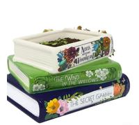 Decorative Stacked Book With Drainage Hole For Indoor Plants, Hand-painted Vintage Floral Design, Long Lasting 3d Printed For Pla Material, Compact Size For Shelf And Desk Display, Colorful
