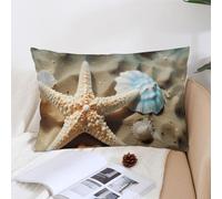 Decorative Starfish Coral And Seashell Lumbar Throw Pillow Covers 12x20 with Hidden Zipper Outdoor Couch Pillow Cases for Sofa Bed Living Room Garden Plush Pillowcase Farmhouse Cushion Case Home D