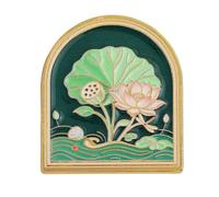 Decorative Stationery Marker Clip with Gold-Tone Framed, SQ0098 | Raised Nature Artwork, Adds Depth to the Arched Clip Front While It Holds Selected Pages and Paper Items