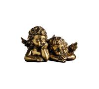 Decorative Statuette of Contemplative Cherubs Angels, Gold Patinated Finish, 10 x 17 x 8.5 cm