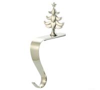 Decorative Stocking Hanger Snowflake Pattern Metal(D) | Gold snowman design, decorative bow, metal construction, fits standard mantles, festive holiday decor