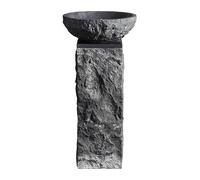 Decorative Stone Pedestal Sink, 3 Piece Floor Standing Bathroom Vanity, Outdoor Patio Hand Carved Wash Basin with Faucet Hole, Excluding Pop-up Drain Vintage