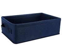 Decorative Storage Basket Collapsible Felt Bins Fabric Baskets Storage Organizer for Underwear Socks Bra Towel Toiletry Baby Products Storage Basket Navy Blue