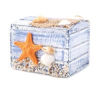 Decorative Storage Box 9 × 8 × 8 Mediterranean Style Wooden Jewelry Papable Small Storage Bag Starfish