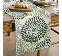 Decorative Summer Dahlia Table Runner Sage Green Flowers Table Decoration Summer Decor for Kitchen Dining Table Dining Room Outdoor Party Decoration Farmhouse Wedding Birthday Outdoor Garden Party