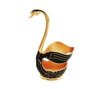 Decorative Swan Base Holder - 15.5x8cm Zinc Alloy Mini Spoon Stand, Elegant Fork Organizer, Gold White Silver White Red Gold Black | Practical Tabletop Cutlery Storage for Dining Kitchen Home Of
