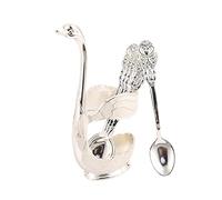 Decorative Swan Base Holder Coffee Spoons Holder for Hotel Home Decoration Spoon Silver White 5.8 x 12.4 cm