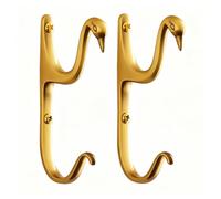 Decorative Swan Wall Hooks for Coats,Towels,and Bags,Brass Finish,Set of 2
