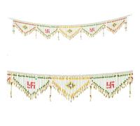 Decorative Swastik Toran Door Hanging Artificial Bandanwar Beads Wall Hangings for Main Door Indoor Entrance Window Temple Living Room New Year Home Decor Decoration (Size-48"X5")(Multiclour)