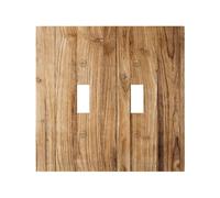 Decorative Switch Plate Covers Natural Wood Grain Texture 2 Gang Double Toggle Light Switch Cover Plate Electrical Wall Plate Outlet Cover Outlet Light Switch Cover for living Room Cabin Decor