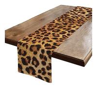 Decorative Table Runner 13 x 72 inches, Set of 1, Elegant Polyester Table Runner for Kitchen, Dining Room, Coffee Table, Golden Brown Bionic Leopard Print, Black and Yellow