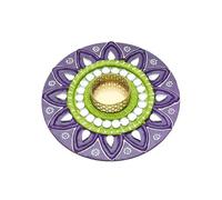 Decorative Tea Light Holder Candle Holder T Lights Stand Handmade Wooden Round Cultural Lighting Accessories Indian Traditional Diwali Decorations Festival Home Decor (Size:-6")(Without Wax)(Purple)