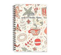 Decorative Teacups 2026 Planner Diary A5 To Do List Notebook Daily Journal 2026 Womens Diary Year Planner for Project Week To View Monthly Year with Dotted Line Note Page Slim
