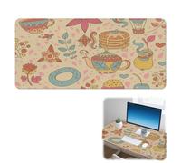 Decorative Teacups Desk Pad Non-Slip Mouse Mat Large with Smooth Surface Pu Leather Large Mouse Pad 90X42 CM Gaming Mousemat Office Desk Decor Office Gifts XXL Mousepad for School Home Table